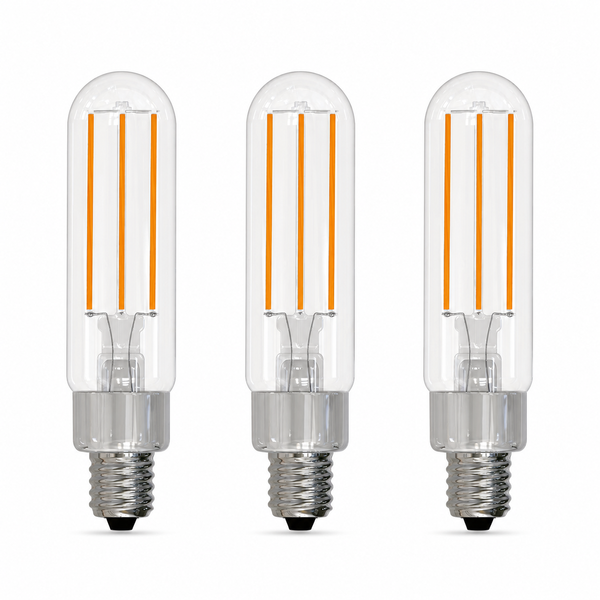 Bulbrite 862923 2.5W LED T6 Light Bulb with A Clear Finish and A Candelabra Screw Soft White Light 3000K Dimmable E12 Candelabra 250 Lumens 120V 3PK