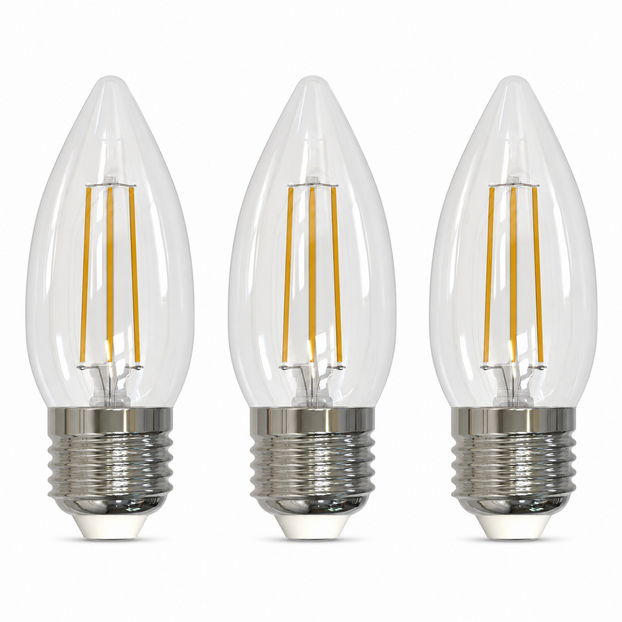 Bulbrite 862934 5.5W LED B11 Light Bulb with A Clear Finish and A Medium Screw Soft White Light 3000K Dimmable E26 Medium 500 Lumens 120V 3PK