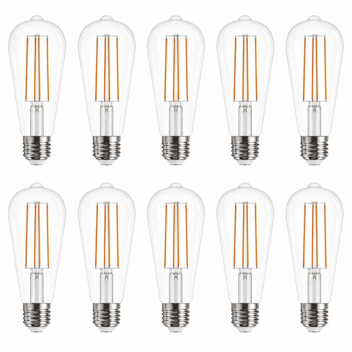 Bulbrite 862939 7.6W LED Watt ST18 Light Bulb with A Clear Finish and A Medium Screw Soft White Light 3000K Dimmable E26 Medium 800 Lumens 120V 10PK