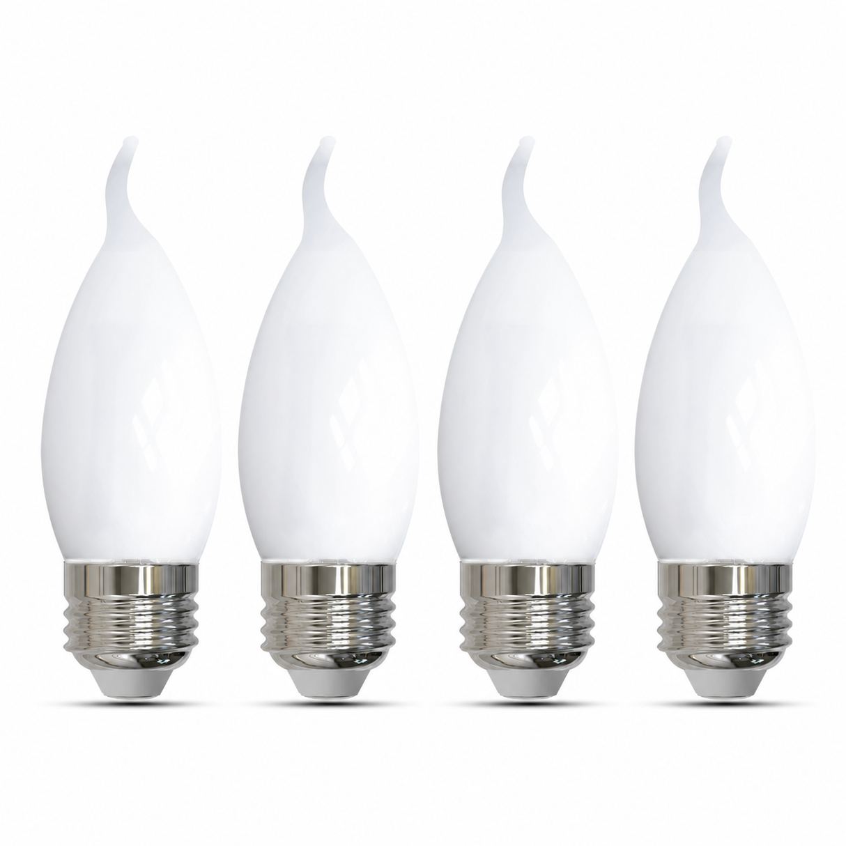 Bulbrite 862085 5W LED Filament CA10 Light Bulb with Milky Glass Finish and Medium Base Soft White Light 3000K Dimmable E26 Medium 500 Lumens 120V 4PK