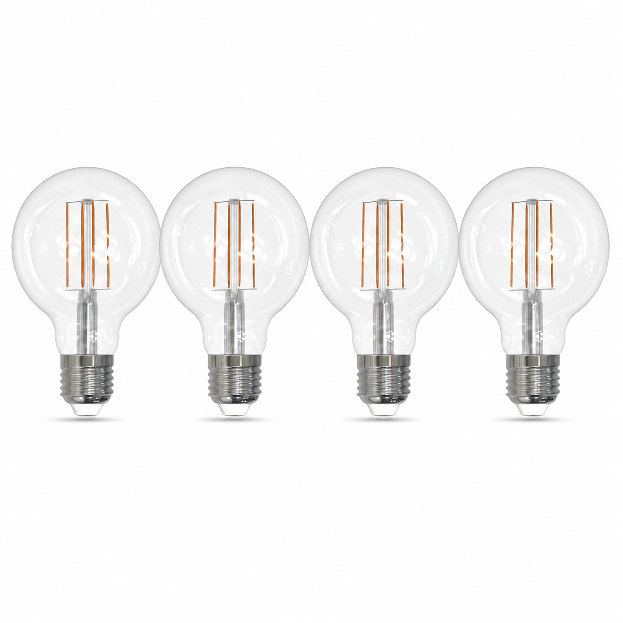 Bulbrite 862086 5W LED Filament Light Bulb with Clear Glass Finish and Medium Base Warm White Light 2700K Dimmable E26 Medium 500 Lumens 120V 4PK