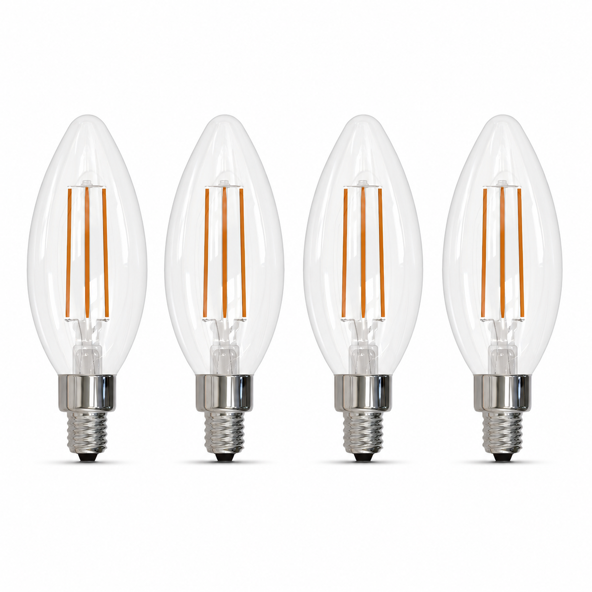 Bulbrite 862079 6.5W LED Filament B11 Light Bulb with Clear Glass Finish and Candelabra Base Soft Daylight Light 5000K Dimmable E12 Candelabra 750 Lumens 120V 4PK