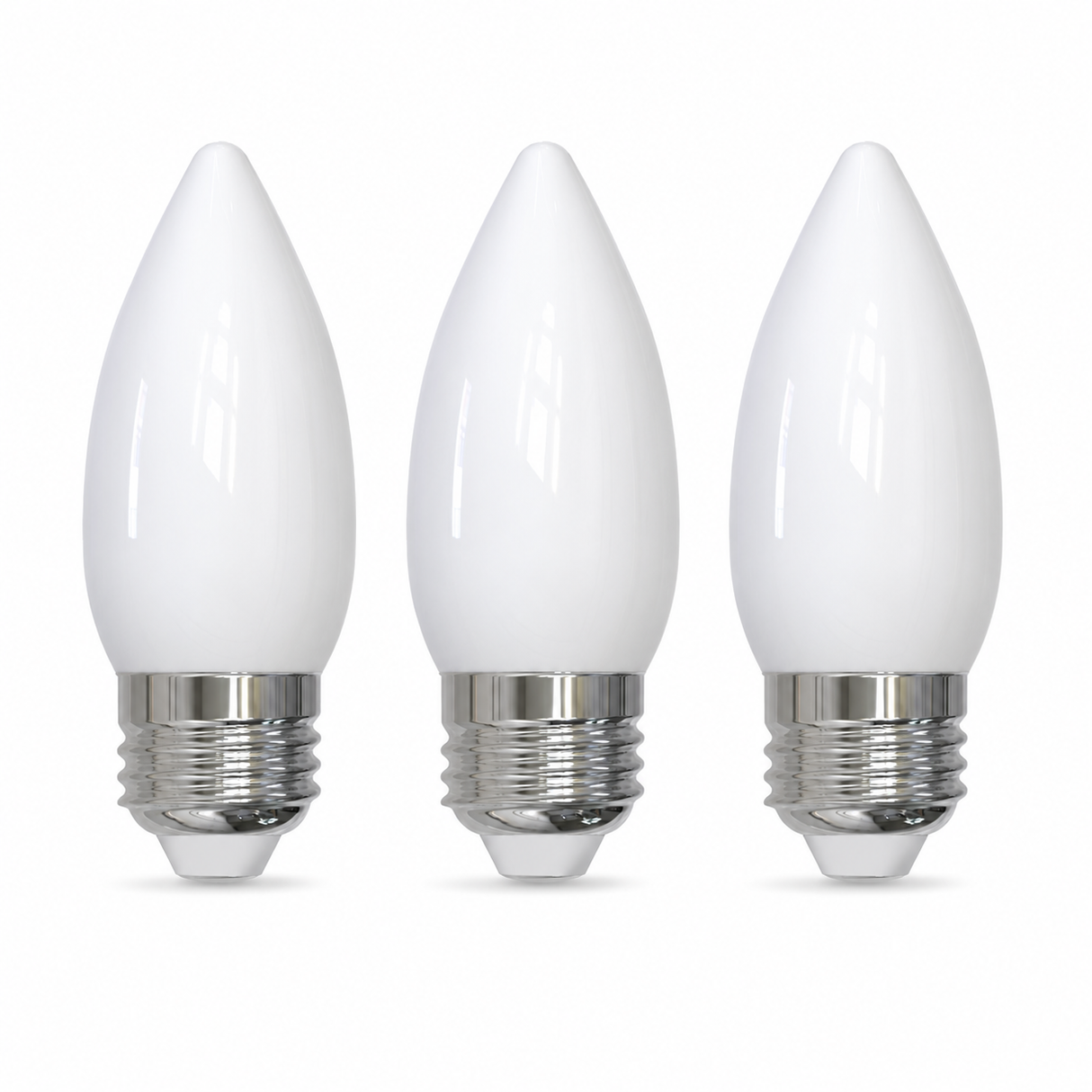 Bulbrite 862935 5.5W LED B11 Light Bulb with A Milky Finish and A Medium Screw Soft White Light 3000K Dimmable E26 Medium 500 Lumens 120V 3PK