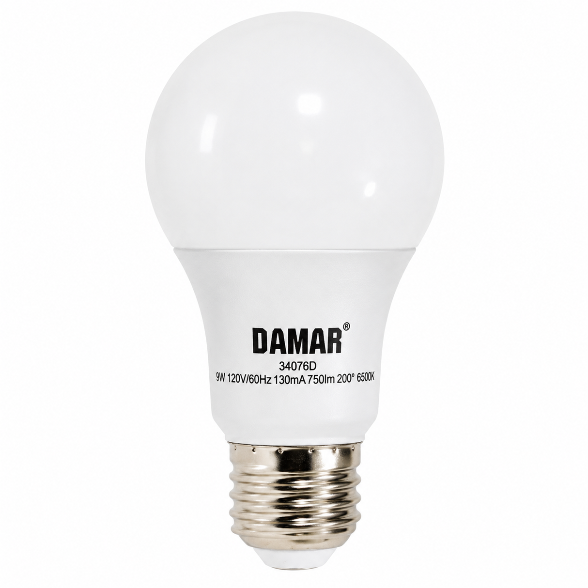 DAMAR 34076D LED9A19/65K 9W A19 LED 6500K Non-Dimmable E26 Base 120V