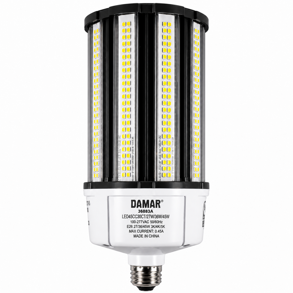 DAMAR 36683A LED45CC/3CCT 27W/36W/45W LED HID Corn Retrofit Bulb 30K/40K/50K E26 Base 120-277V