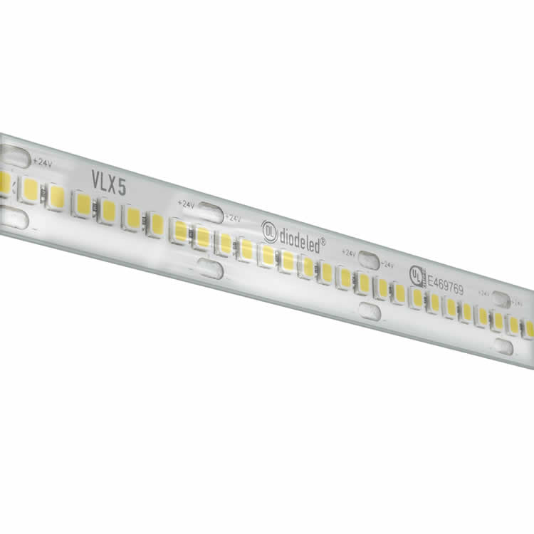 Diode LED DI-24V-VLX5-24-W100 100ft 4.6W/ft Valent X 500+ Lumen Per Ft Wet Location High Density LED Tape Light 2400K 24V DC