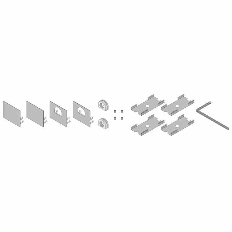 Diode LED DI-CHB-A2-ACC-AL A2 Channel Aluminum Finish Accessories Pack (2) Open Upper End Caps (2) Closed End Caps (4) Mounting Clips