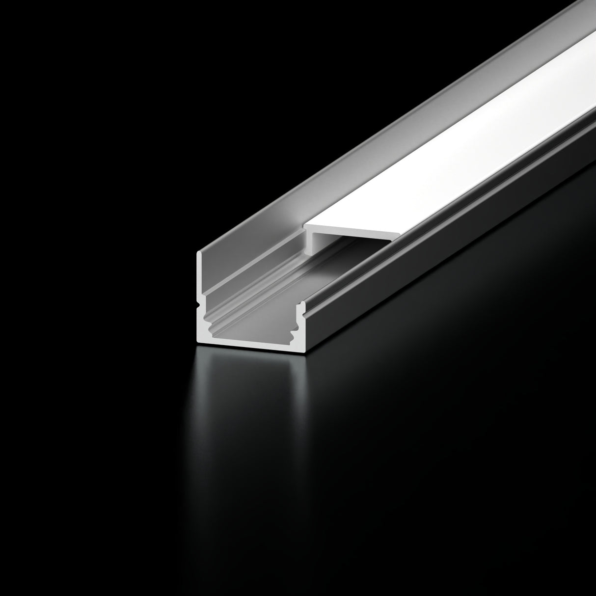 Diode LED DI-CHB-S1CO-96AL 96" S1 Cut-Off Channel Bundle For LED Tape Light (Aluminum Finish, Frosted Lens, End Caps)