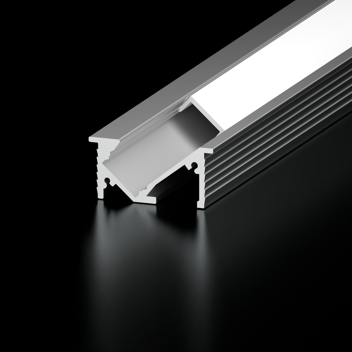 Diode LED DI-CPCHB-45REC-96AL 96" 45° Recessed Channel Bundle For LED Tape Light (Aluminum Finish, Frosted Lens, End Caps)