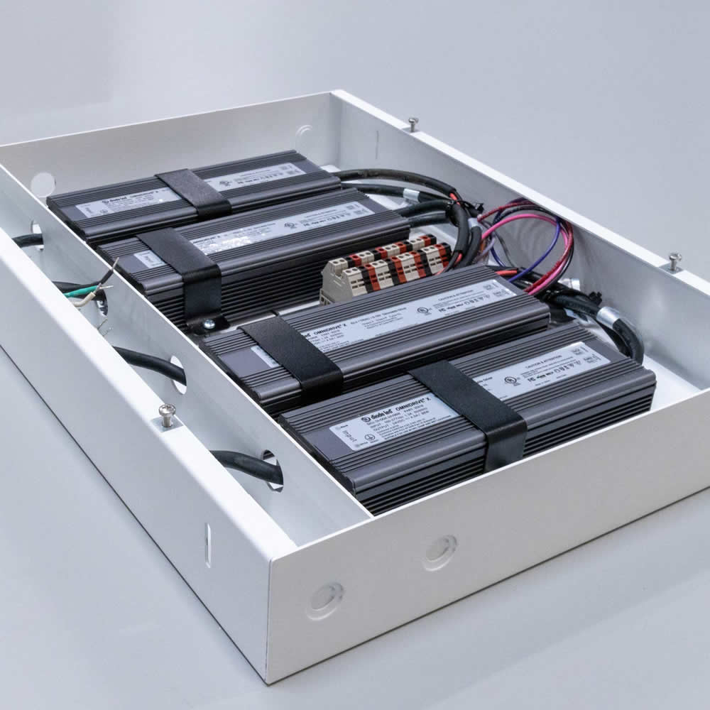 Diode LED DI-JBOX-PANEL-R-437D0E Diode LO-PRO Panel Junction Box, Recessed Mount, Position 1: 24V 60W Omnidrive X Driver, Position 2: 24V 60W Omnidrive X Driver, Position 3: 24V 60W Omnidrive X Driver, Position 4: 24V 60W Omnidrive X Driver