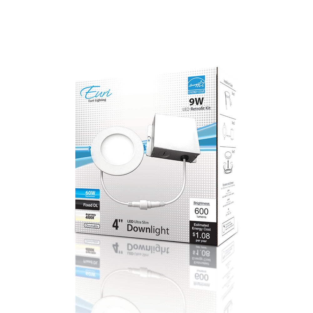 Euri Lighting DLC4S-2040e 9 Watt LED 4" Ultra Slim Round Downlight 4000K 120V