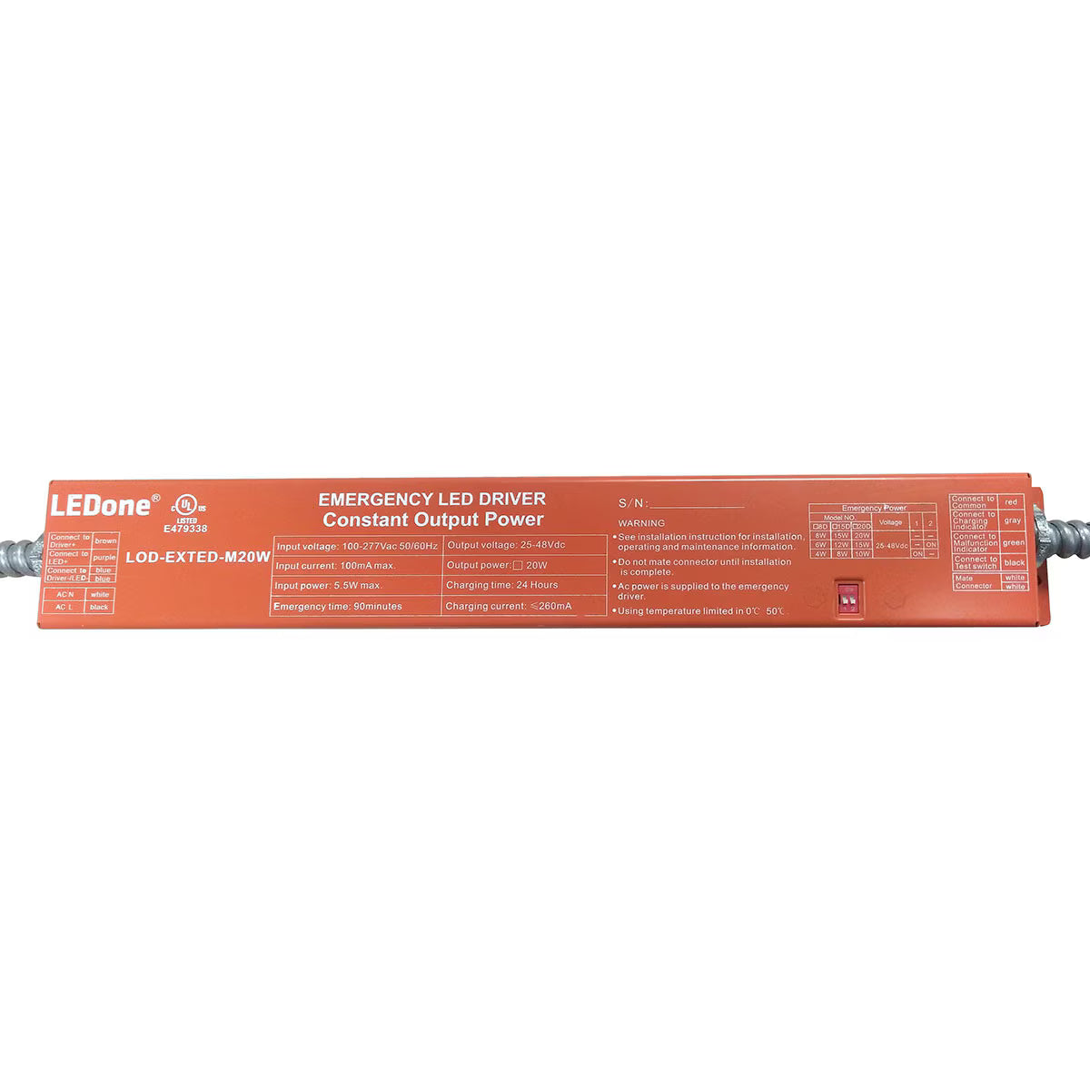 LEDone DR0056 LOD-EXTED-M20W 20W LED Emergency Driver 120-277V