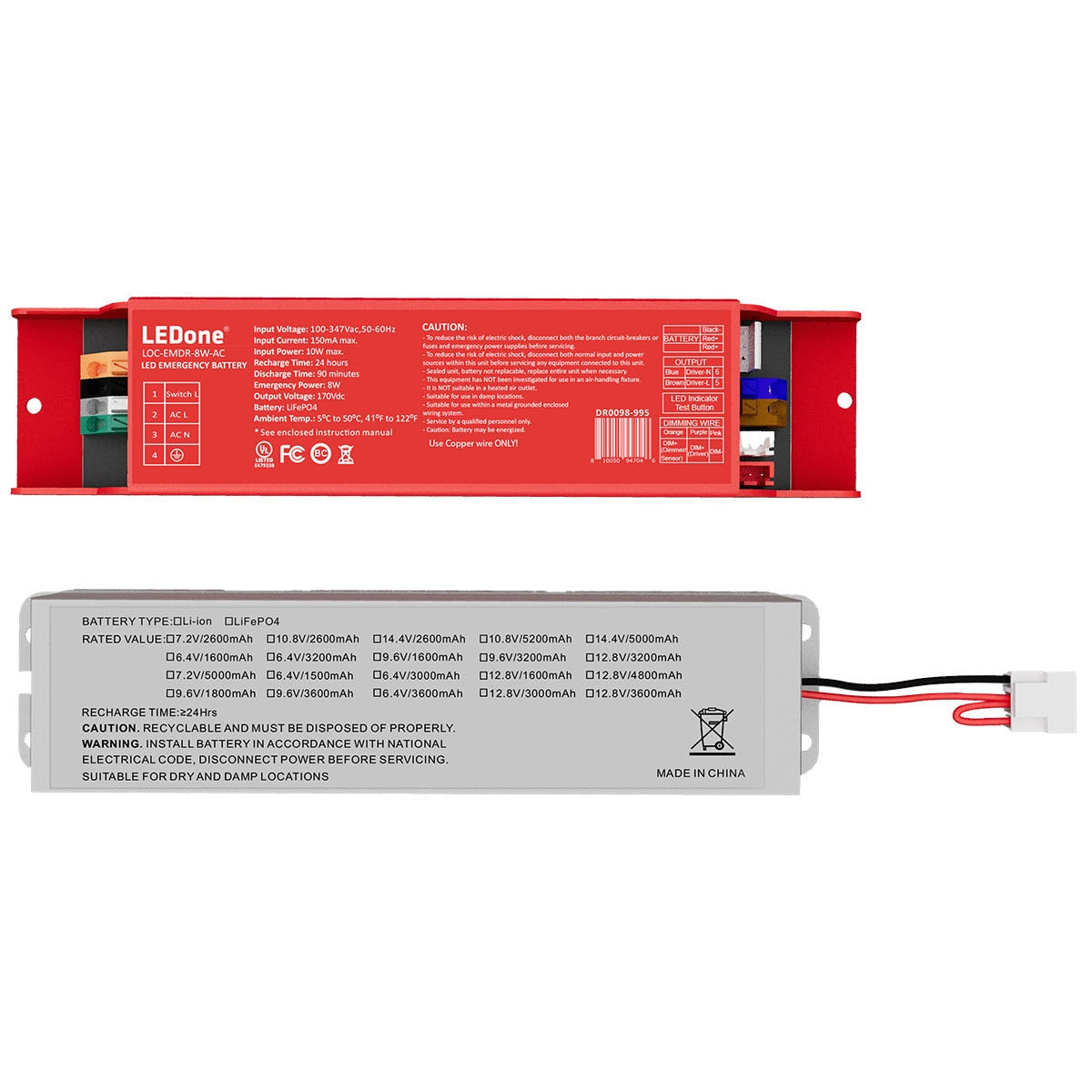 LEDone DR0098 LOC-EMDR-8W-AC 8W 2-Piece LED Emergency Driver 120-347V