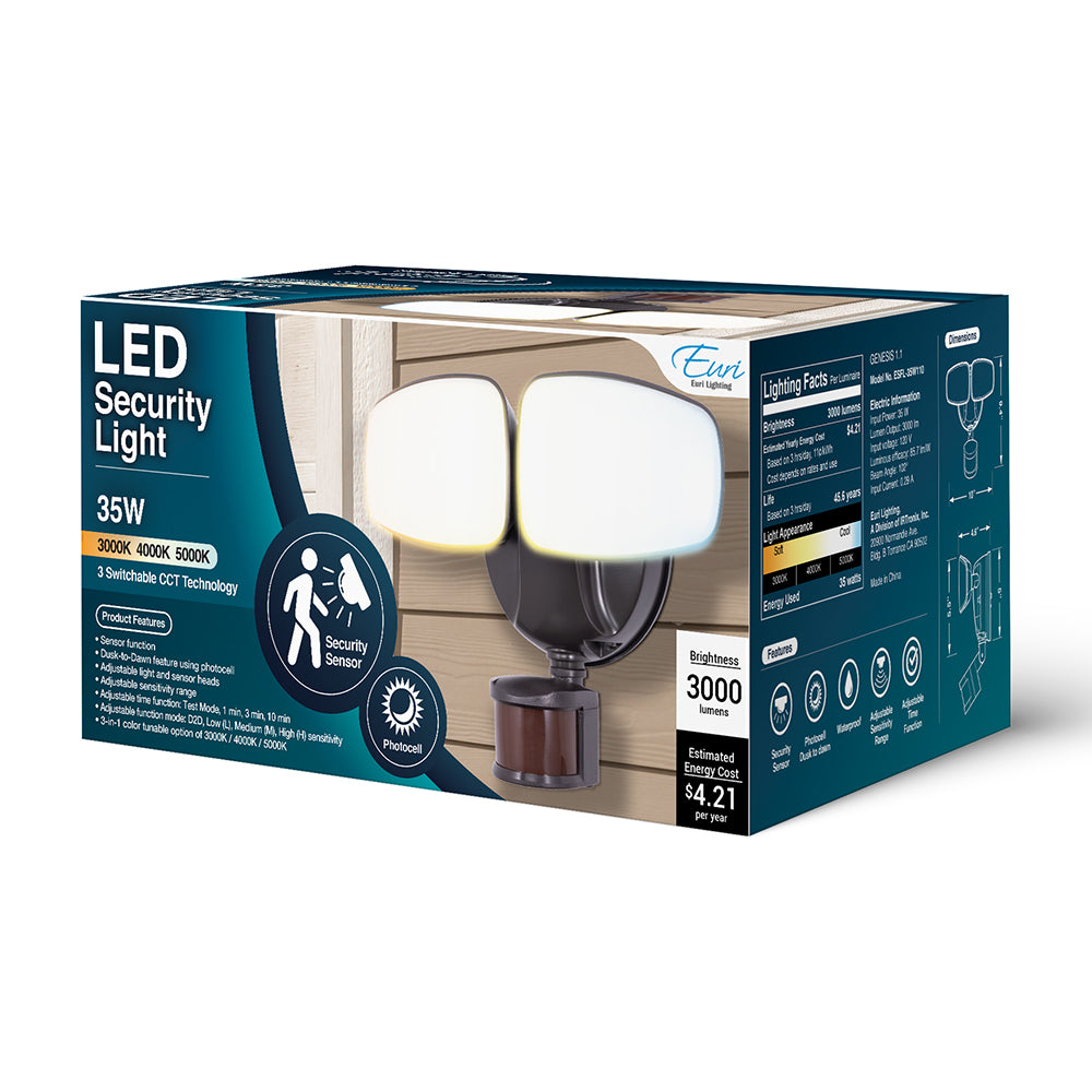 Euri Lighting ESFL-35W110 35 Watt LED Outdoor Security Light 30K/40K/50K 120V