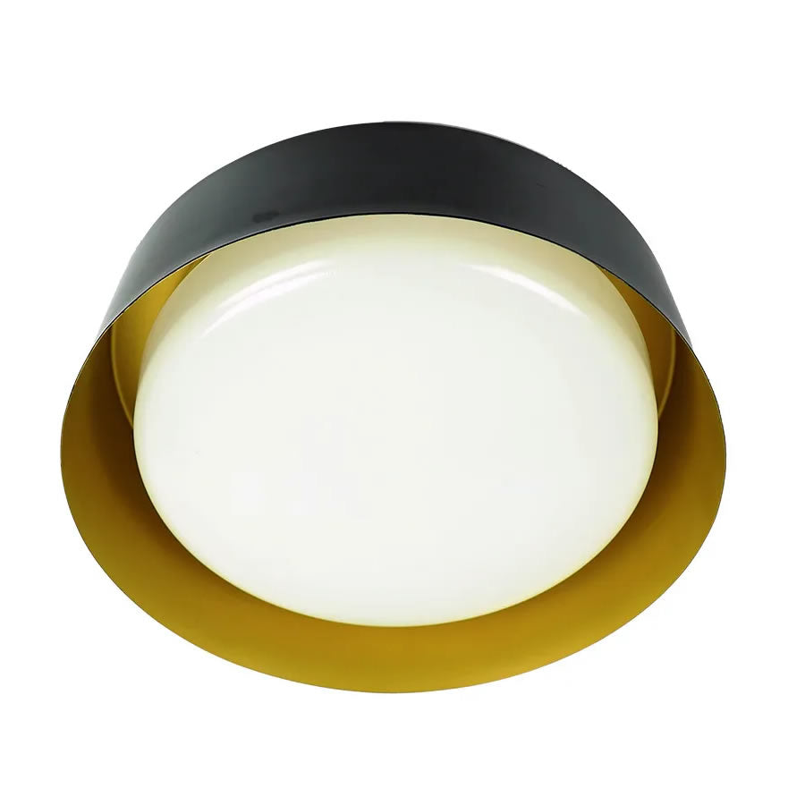 Westgate FCD-16-MCT-BG 30W 16" LED Drum Flush Mount Fixture Black/Gold Finish 30K/40K/50K 120V
