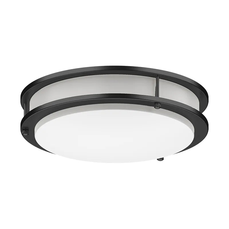 Westgate FDL-14-MCT5-BK 20W 14" LED Double Ring Flush Mount Fixture Black Finish 27K/30K/35K/40K/50K 120V
