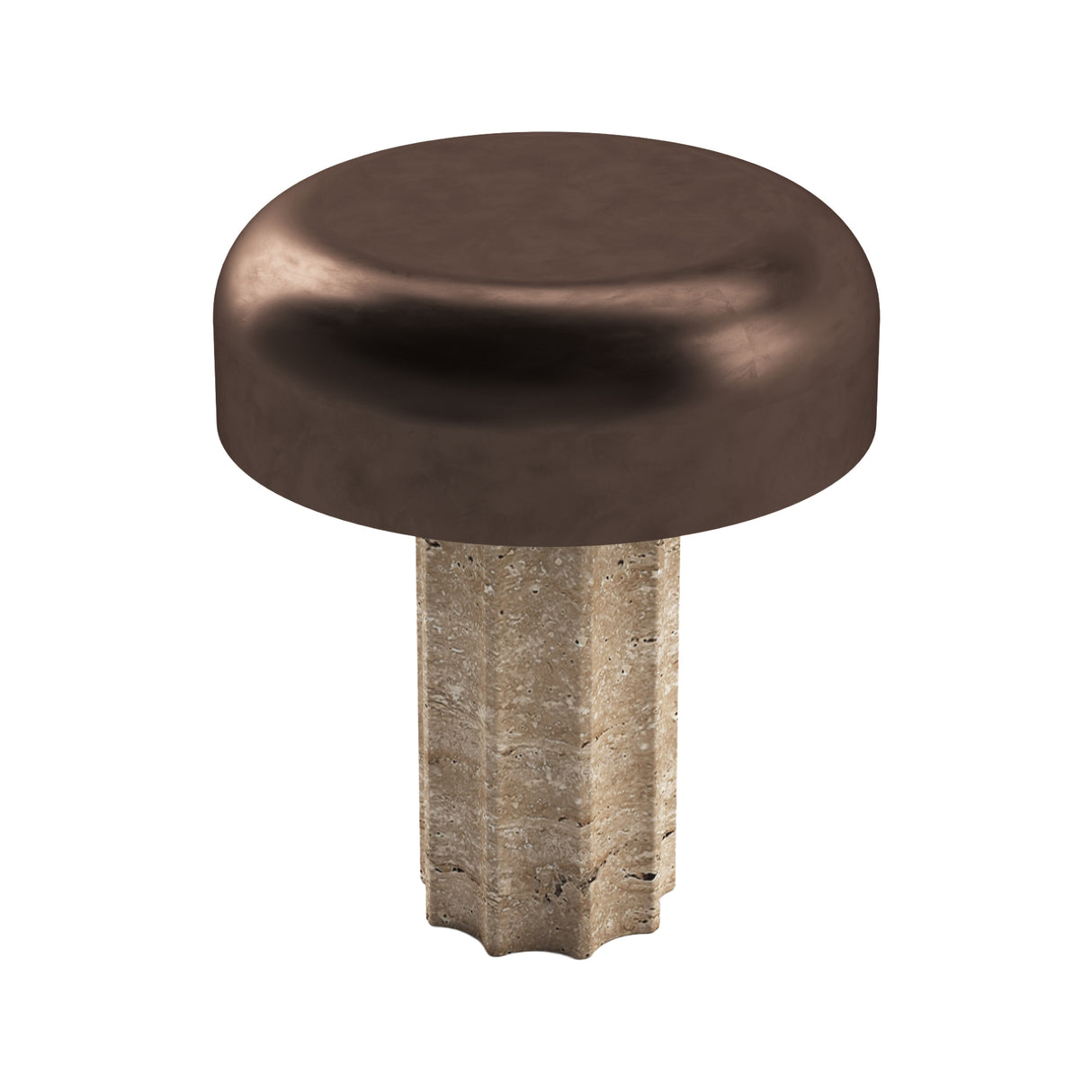 Kibun K70500 FLUTED COLUMN Rechargeable Cordless LED Table Lamp, 3-Levels Brightness Touch Sensor Control, Travertine / Chocolate Bronze