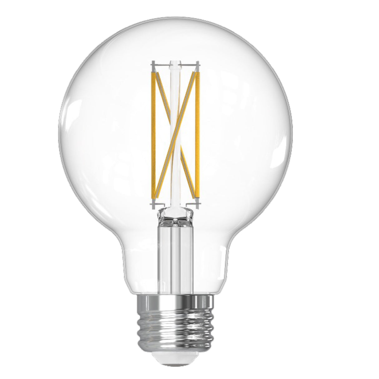 Bulbrite 776241 LED Filament Pack of 4, 7.6 Watt Dimmable G25 Light Bulb with Clear Finish and Medium Screw E26 Base - 4000K (Cool White Light) 800 lumens