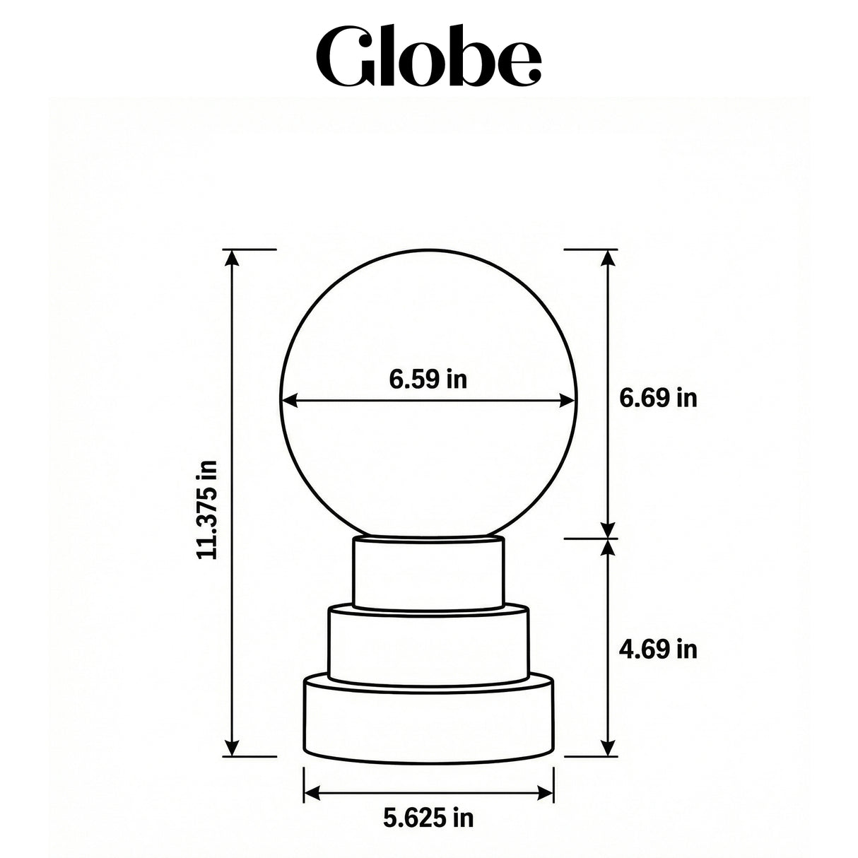 Kibun K70204 GLOBE Rechargeable Cordless LED Table Lamp, 3-Levels Brightness Touch Sensor Control, Avalon