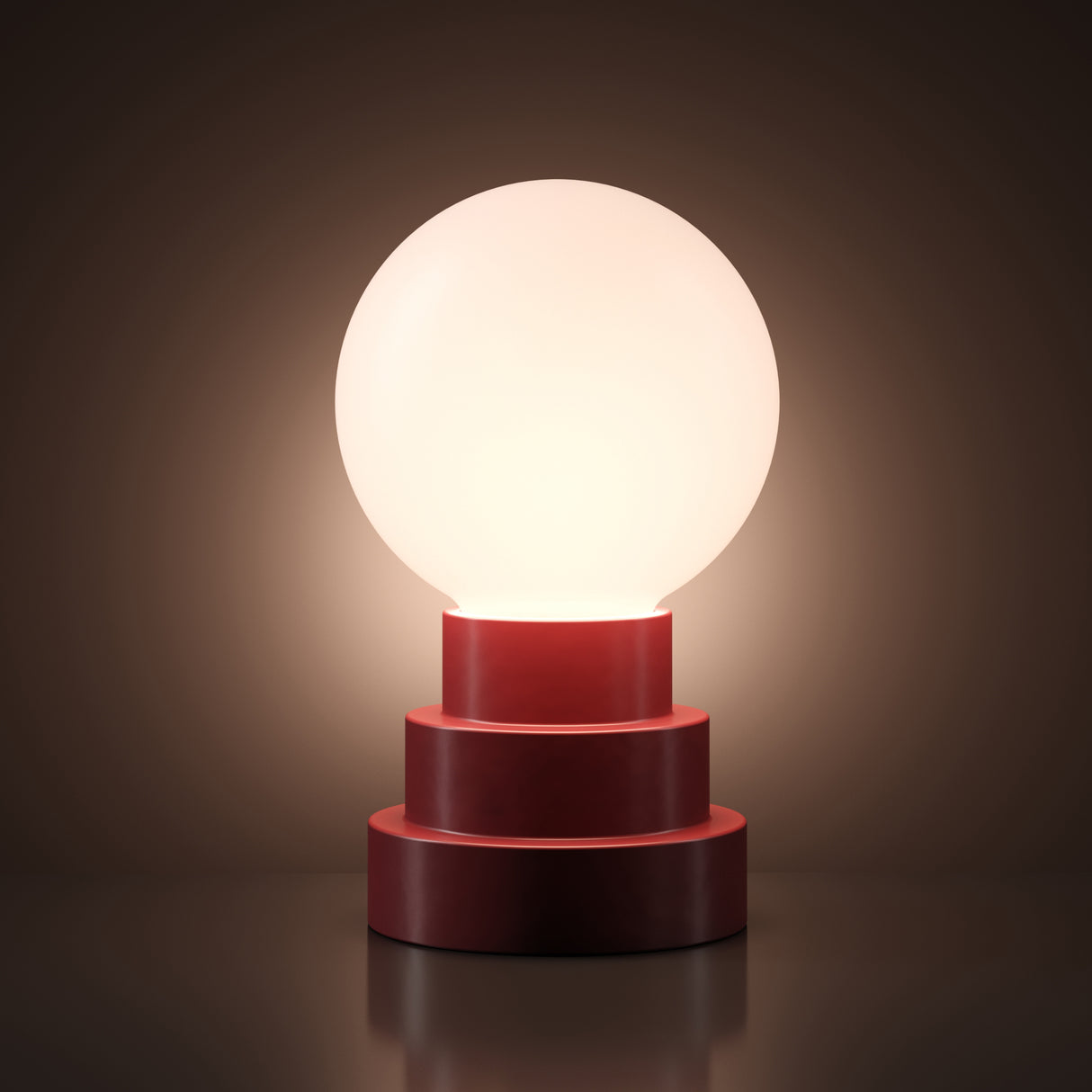 Kibun K70201 GLOBE Rechargeable Cordless LED Table Lamp, 3-Levels Brightness Touch Sensor Control, Oxblood