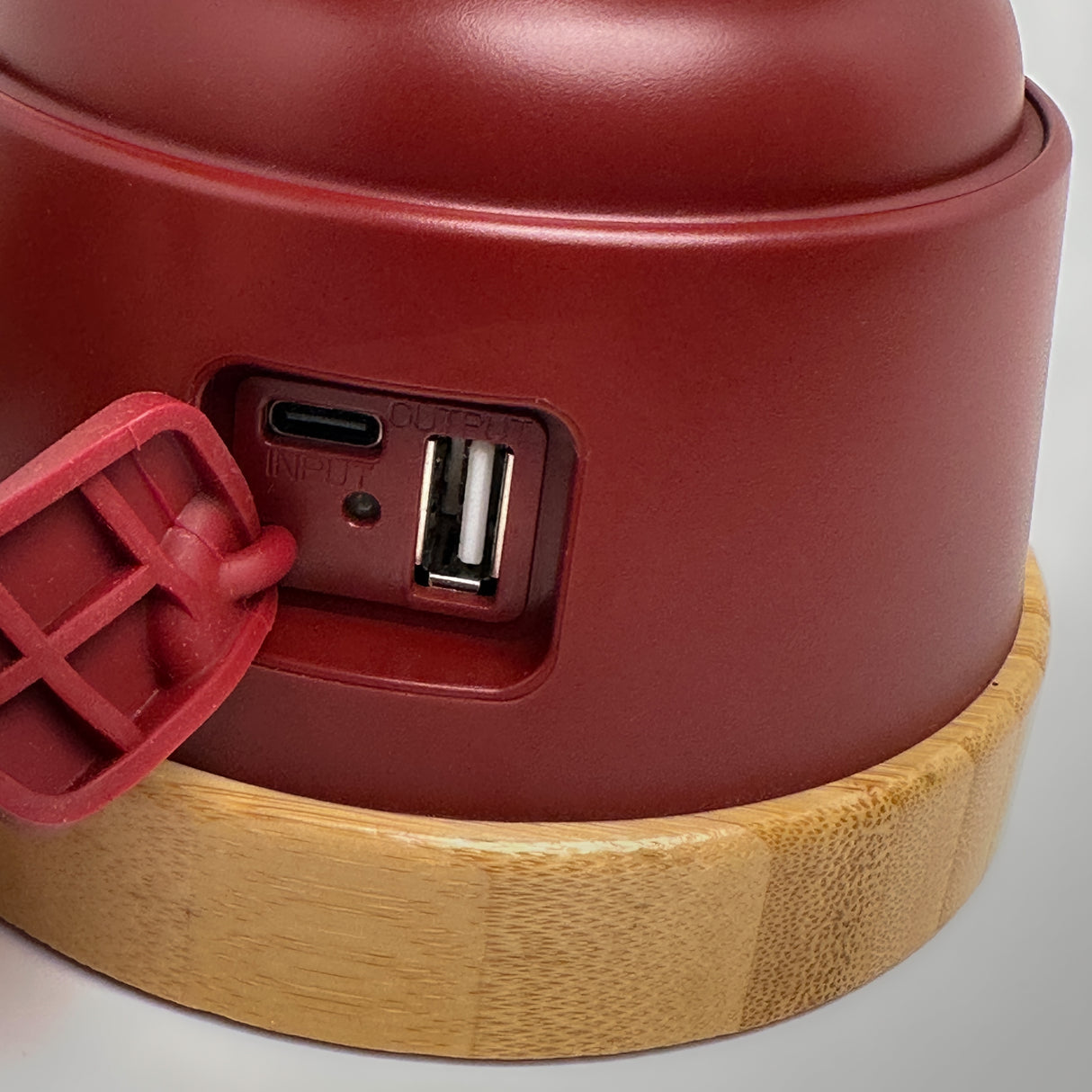 Kibun K80100 S'mores Cordless LED Outdoor Table Lamp with Dimmer, Built-in Rechargeable Battery, 3-Level Brightness with Power Bank, Red