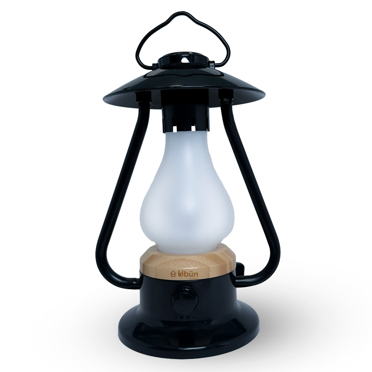 Kibun K80120 Bonfire Cordless LED Outdoor Table Lamp with Dimmer, Built-in Rechargeable Battery, 3-Level Brightness with Power Bank, Black