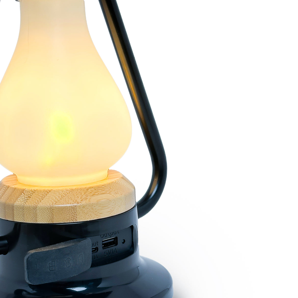 Kibun K80120 Bonfire Cordless LED Outdoor Table Lamp with Dimmer, Built-in Rechargeable Battery, 3-Level Brightness with Power Bank, Black