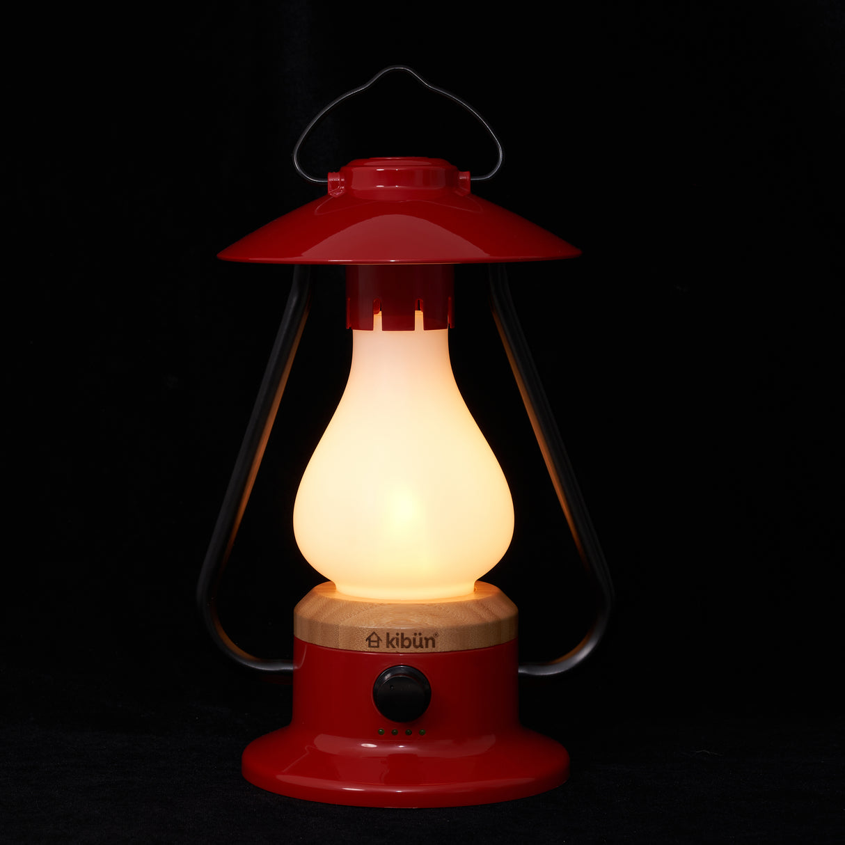 Kibun K80121 Bonfire Cordless LED Outdoor Table Lamp with Dimmer, Built-in Rechargeable Battery, 3-Level Brightness with Power Bank, Red