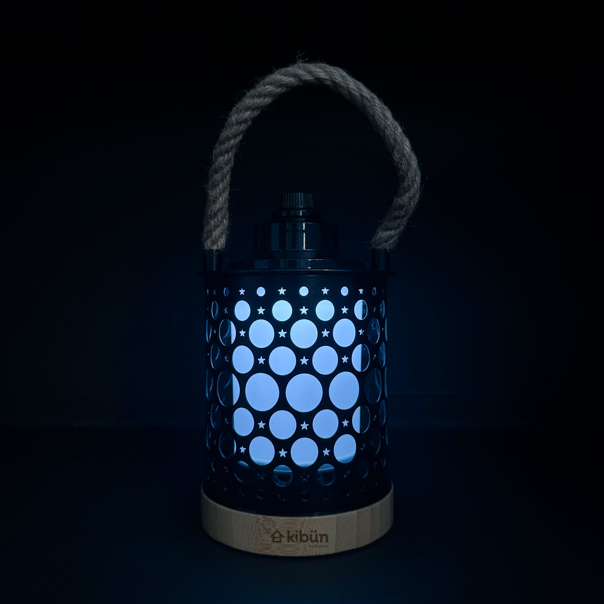 Kibun K80140 Stargaze Cordless LED Outdoor Table Lamp with Dimmer, Built-in Rechargeable Battery, 3-Level Brightness with Dual Power Source, Black