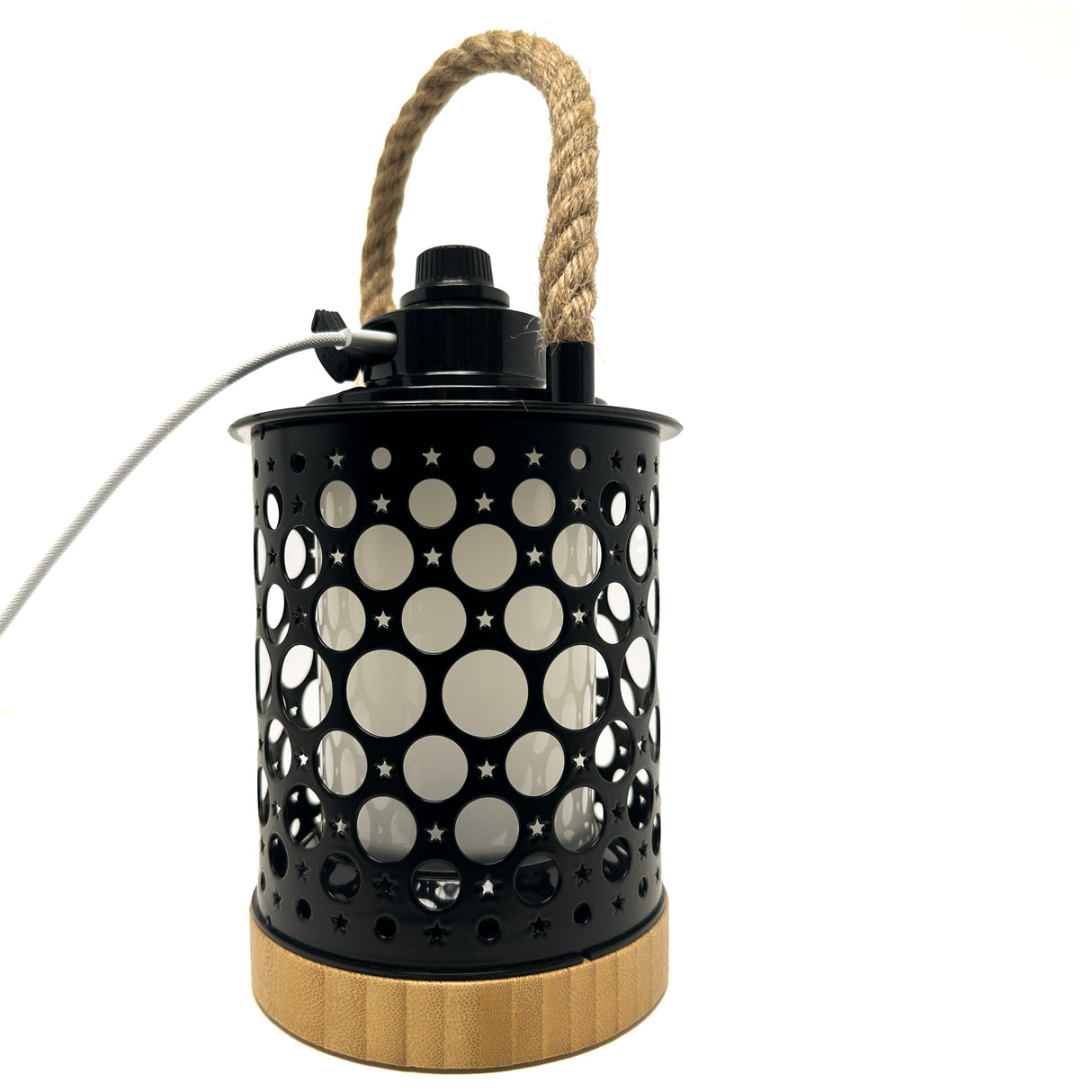 Kibun K80140 Stargaze Cordless LED Outdoor Table Lamp with Dimmer, Built-in Rechargeable Battery, 3-Level Brightness with Dual Power Source, Black