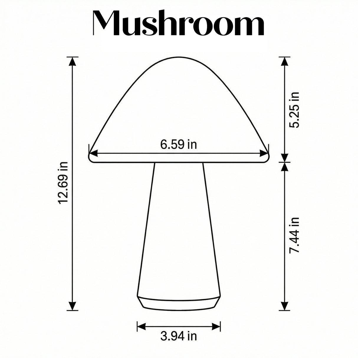 Kibun K70601 MUSHROOM Rechargeable Cordless LED Table Lamp, 3-Levels Brightness Touch Sensor Control, Stone Blue