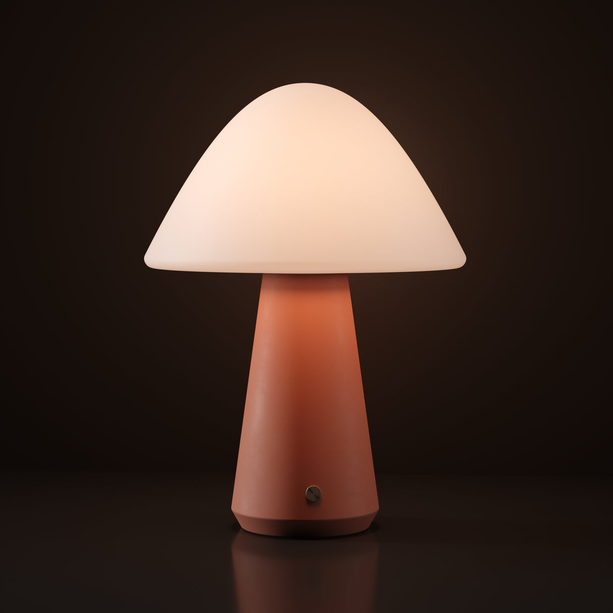 Kibun K70602 MUSHROOM Rechargeable Cordless LED Table Lamp, 3-Levels Brightness Touch Sensor Control, Terracotta