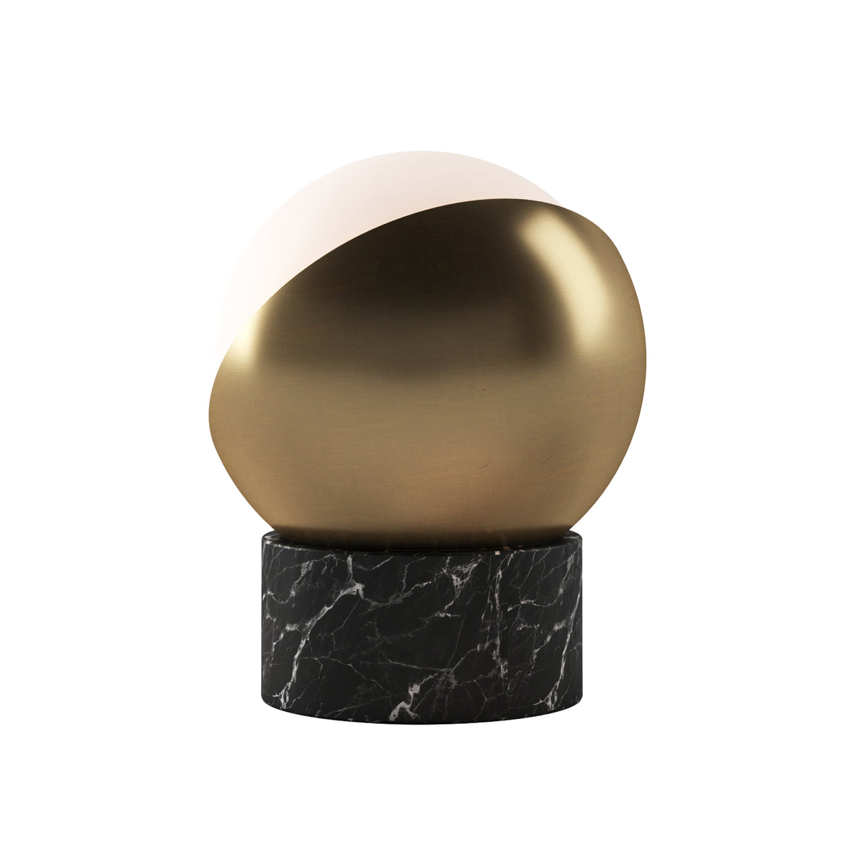 Kibun k70701 ORB Rechargeable Cordless LED Table Lamp, 3-Levels Brightness Touch Sensor Control, Black Marble / Brushed Brass