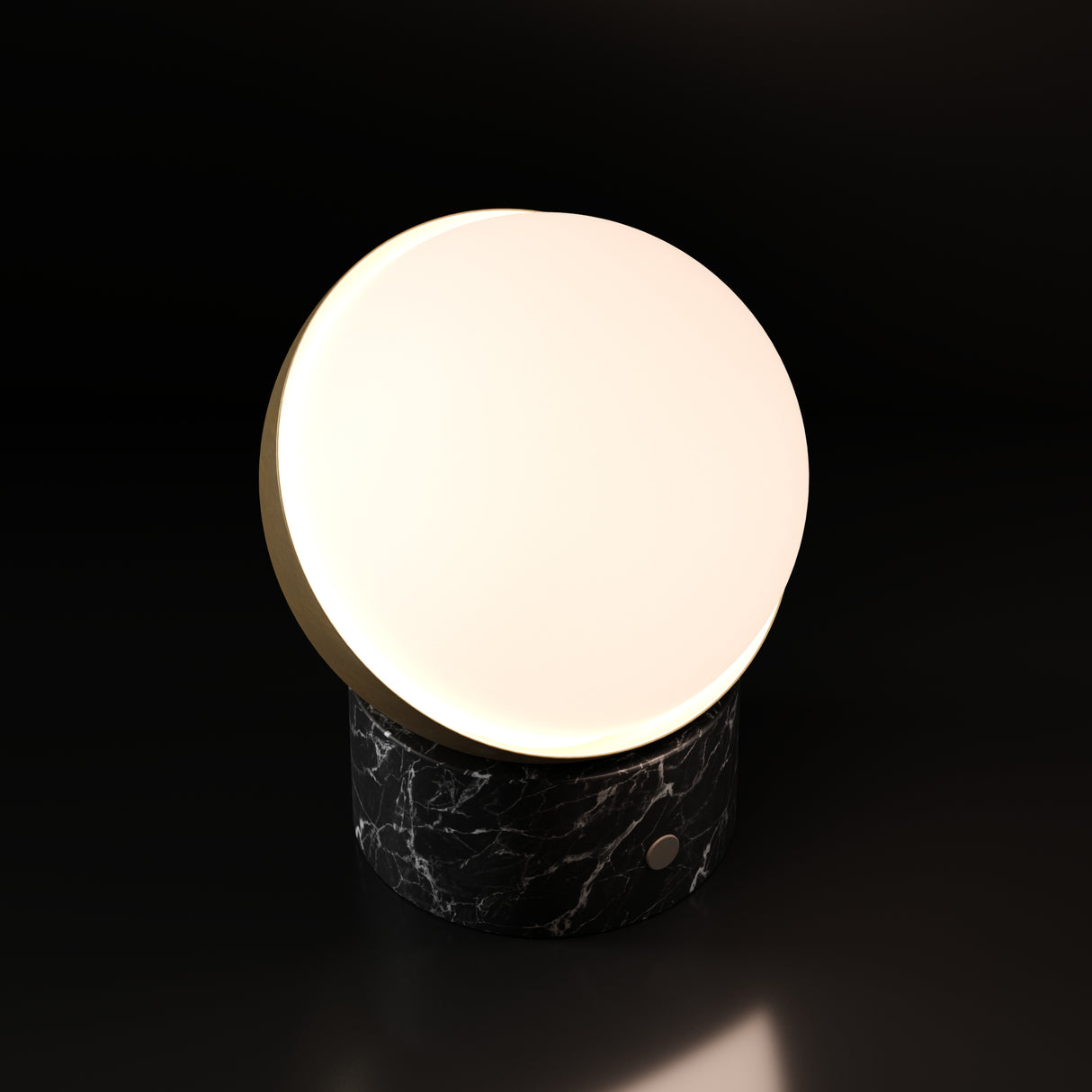 Kibun k70701 ORB Rechargeable Cordless LED Table Lamp, 3-Levels Brightness Touch Sensor Control, Black Marble / Brushed Brass