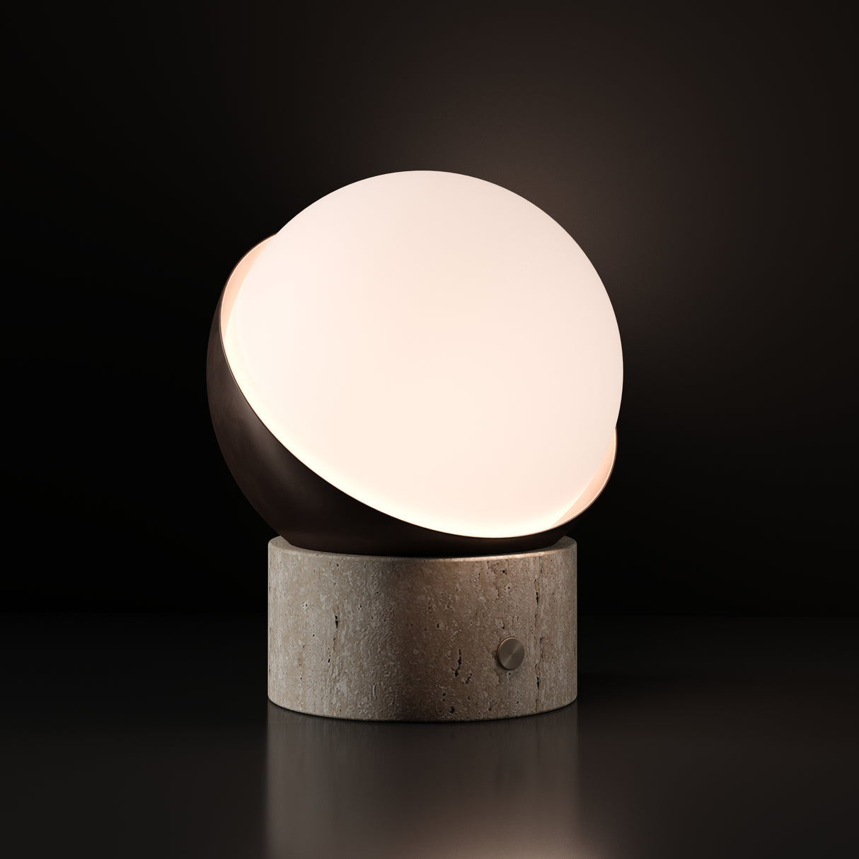 Kibun k70700 ORB Rechargeable Cordless LED Table Lamp, 3-Levels Brightness Touch Sensor Control, Travertine / Chocolate Bronze
