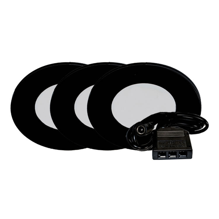 Westgate PL12-3KIT-40K-BK 2W LED 3" Round Slim Puck Light Black Finish 4000K 12V (3-Pack)