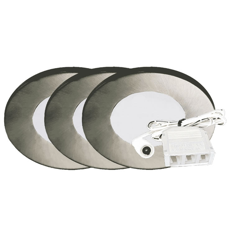 Westgate PL12-3KIT-40K-BN 2W LED 3" Round Slim Puck Light Brushed Nickel Finish 4000K 12V (3-Pack)