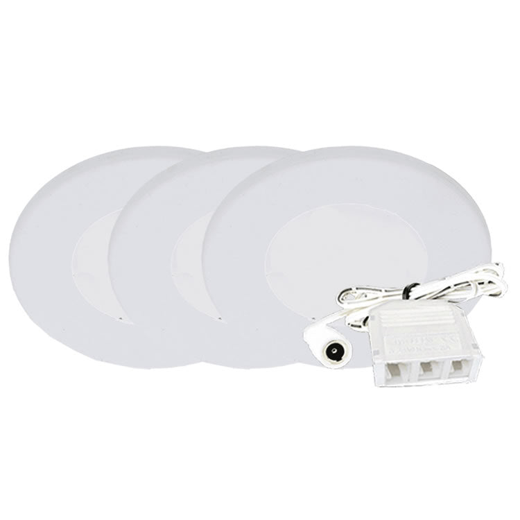Westgate PL12-3KIT-40K-WH 2W LED 3" Round Slim Puck Light White Finish 4000K 12V (3-Pack)