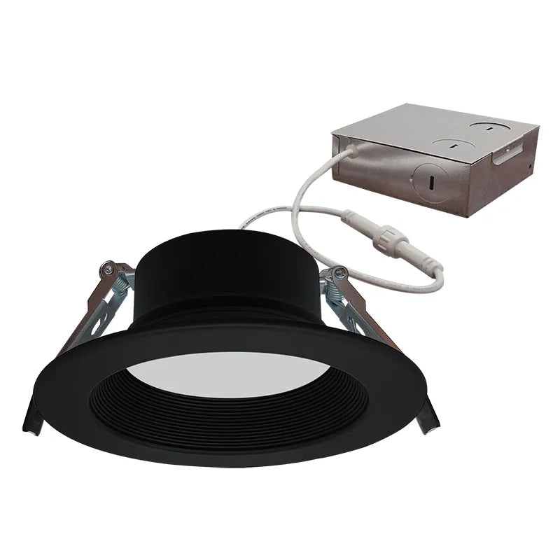 Westgate RDL4S-BF-MCT5-BK 12W LED 4" Canless Deep Baffle Recessed Light Black Finish 27K/30K/35K/40K/50K 120V