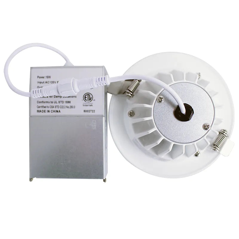 Westgate RDL4S-SB-MCT5-WH 15W 4" LED Round Canless Baffle/Smooth Recessed Light White Finish 27K/30K/35K/40K/50K 120V