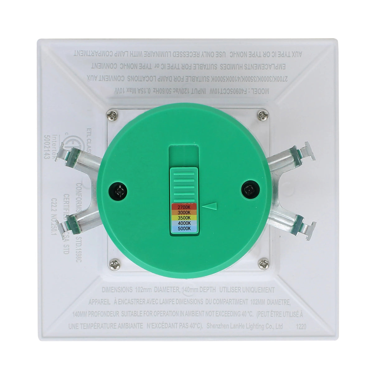 Westgate SDL4-MCT5 10-Watt LED 4" Square Smooth Recessed Trim 27K/30K/35K/40K/50K 120V