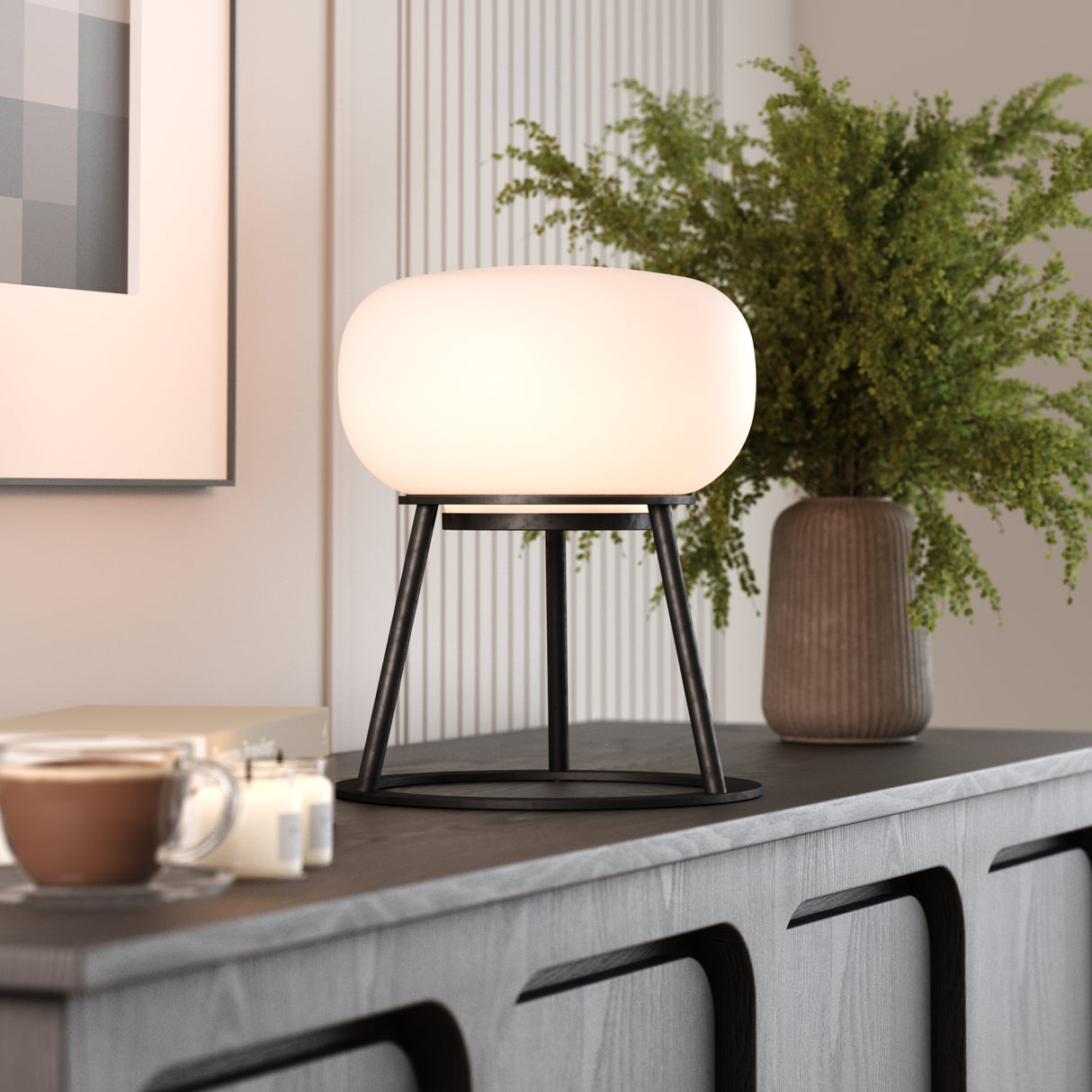 Kibun K70303 TRIPOD Rechargeable Cordless LED Table Lamp, 3-Levels Brightness Touch Sensor Control, Black