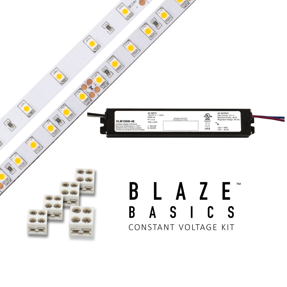 Diode LED DI-KIT-24V-BC1CV60-2700 16.4ft Blaze 100+ Lumen Per Ft LED Tape Light Kit 2700K 24V