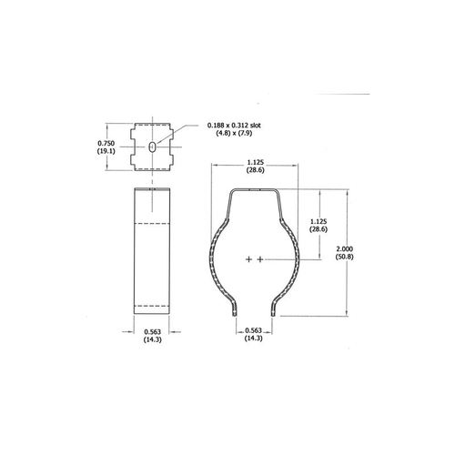 LH0241 T8-T12 metal "U" lamp holder/support with center hole mount and insulated arms