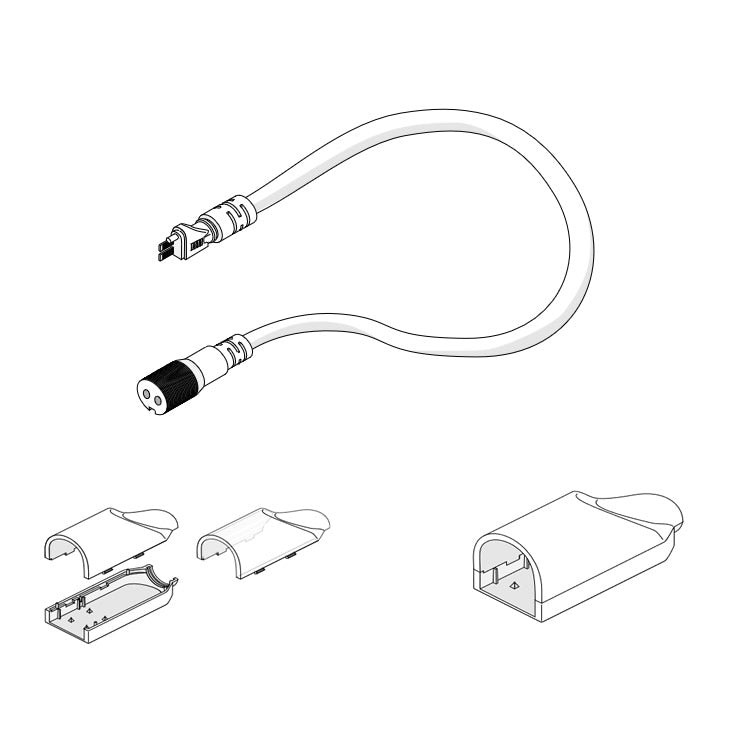 Diode LED DI-SE-NB-STWC-EC 12-inch Neon Blaze Side Bending Straight-Wire Entry Connector with Frosted End Cap Pair