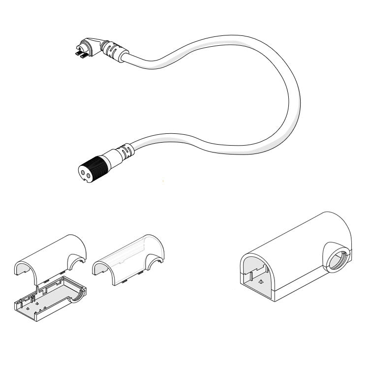 Diode LED DI-TE-NB-SDWC-EC 12-inch Neon Blaze Top Bending Side-Wire Entry Connector with Frosted End Cap Pair
