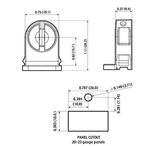LH0935 Unshunted, rotary locking, T5 miniature bipin lamp holder/socket with push fit mounting