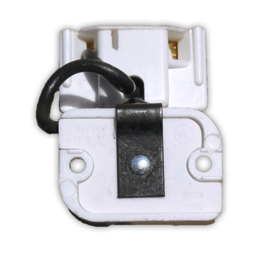 LH0053 Unshunted, fluorescent lamp holder/socket with attached starter base