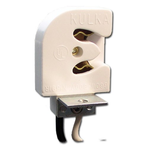 LH0100 Unshunted, lateral insertion, right side T8 only lamp holder/socket with bracket