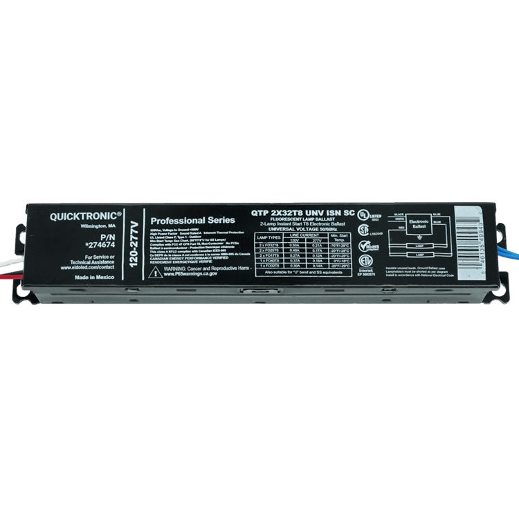 Sylvania Quicktronic QTP2X32T8/UNV-ISN-SC 2 Lamp F32T8/F25T8/F17T8 1-Lamp F40T8/F32T8 Fluorescent Ballast 120-277V